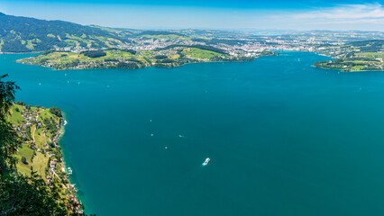 Obraz premium Switzerland 2022, Beautiful view of the Alps from Burgenstock. Lake Luzern.