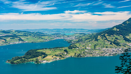 Switzerland 2022, Beautiful view of the Alps from Burgenstock. Weggis.