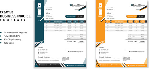 Professional Corporate Business Invoice Template Design, Elegant Business Stationery Design, Tax Form, Payment Bill
