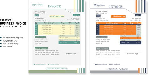 Obraz premium Professional Corporate Business Invoice Template Design, Elegant Business Stationery Design, Tax Form, Payment Bill