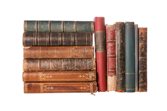 Group of old books isolated png with transparency