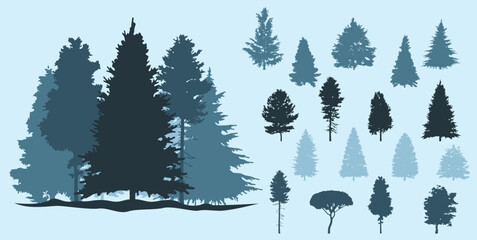 Spruce and Pine tree silhouette collection