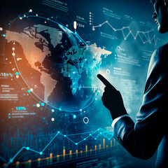 person working on digital background