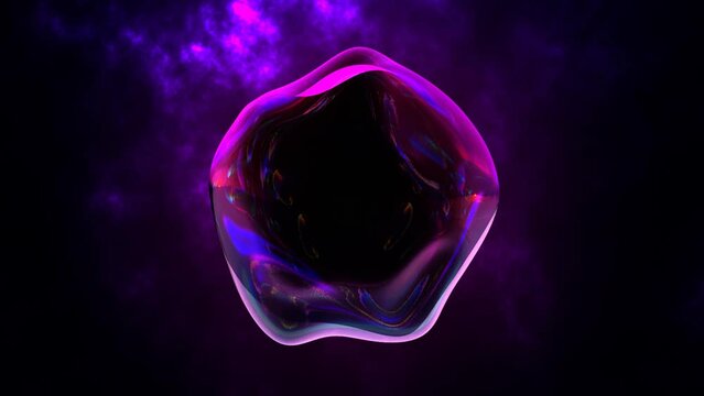 Abstract round purple sphere liquid iridescent futuristic swirling, abstract background morphing. Video 4k, motion design