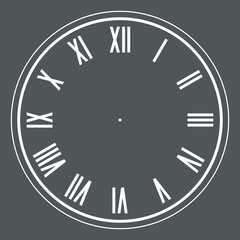 Vintage round clock roman hour time watch antique retro old, silhouette, vector
