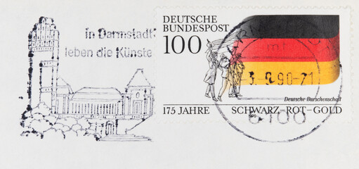 stamp briefmarke vintage retro alt old papier paper slgoan werbung frankierung cancel schwarz rot...
