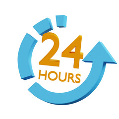 24 Hours Icon, 3d Illustration, 3d Icon