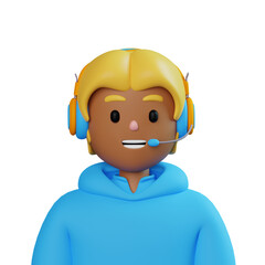Male Customer Call Service, 3d Illustration, 3d Avatar, 3d Profile
