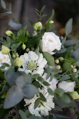 Beauty wedding bouquet in bride's hands. Wedding day.