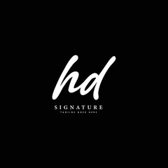Fototapeta na wymiar H, D, HD Initial letter handwriting and signature vector logo