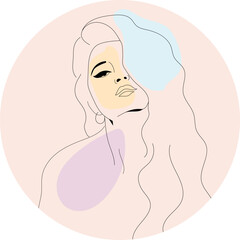 Minimalist style portrait, drawing of beauty young woman face, fashion concept, vector illustration