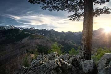 sunset in the mountains