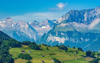 Fototapeta na wymiar Switzerland 2022, Beautiful view of the Alps from Fronalpstock.