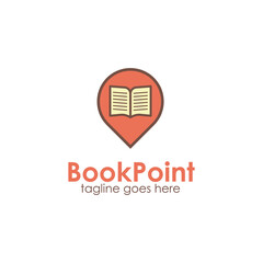 Book Point Logo Design Template with book icon and point. Perfect for business, company, restaurant, mobile, app, etc