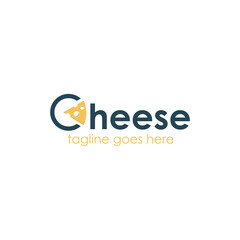 Fototapeta premium Cheese Logo Design Template with cheese in text. Perfect for business, company, restaurant, mobile, app, etc