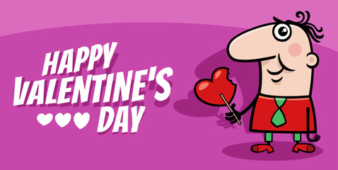 Valentines Day design with cartoon guy with lollipop