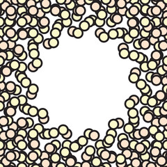 Yellow and cream circle dots frame. Vector illustration.	