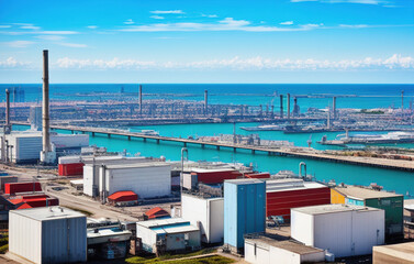 Fototapeta premium port city seaside view , industria. generative ai