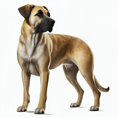 Black Mouth Cur full body image with white background ultra realistic



