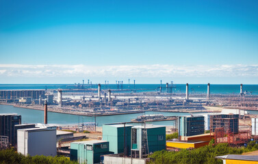 Fototapeta premium port city seaside view , industria. generative ai