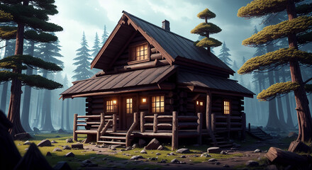 A Log Cabin in the florest [Ai Generated]