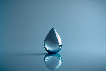drop of water on blue background, generative ai