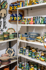 view of store and workshop of pottery and wickerwork, handicrafts, antique crafts, colorful and original gifts.Nijar,Almeria,España