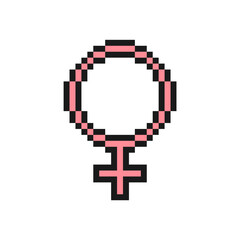 Venus female symbol, pixel icon. Isolated on white background vector sign
