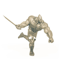 Obraz premium goliath is running with a sword in white background