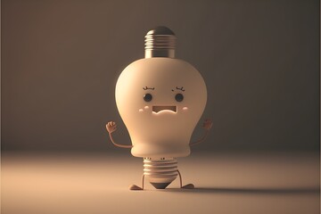 A cute light bulb, generative ai