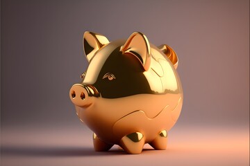 Golden shiny piggy bank, generative ai