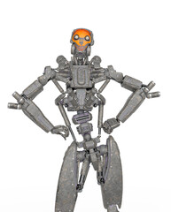 apocalipse cyborg is doing a super hero pose on white background