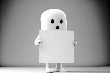 A ghost holding a blank sign