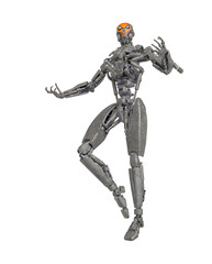 apocalipse cyborg is floating up on white background