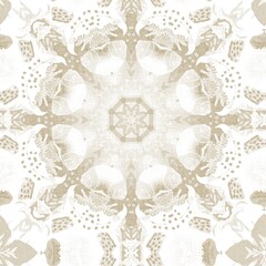 Ecru natural linen effect patterned coastal geo background. Seamless coastal blur cream cloth effect geometric mosaic effect. Beach cottage style fabric repeat.