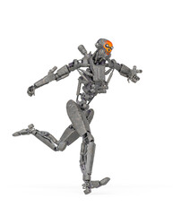apocalipse cyborg is running up on white background