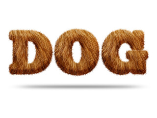 Dog text design with realistic fur