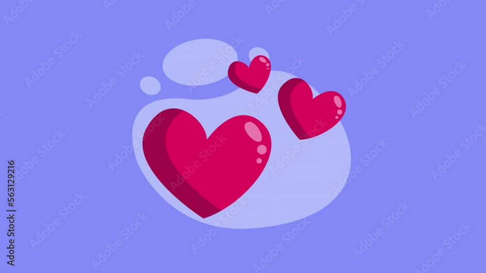 Canvas Prints red hearts love romantic animation