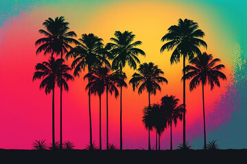 Fototapeta na wymiar Tropical beach at sunset. Created with generative Ai technology.