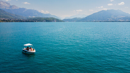 Boat on the lake of Annecy, France