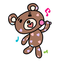teddy bear sing a song, character design, cute cartoon isolated , graphic design for presentation, marketing, art, illustration, t-shirt design, cartoon, comic, advertising, online media
