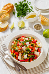 corn, radish, jicama, pepper, green bean salad