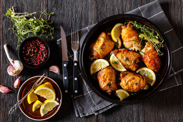 roast chicken thighs with lemon, thyme and spices