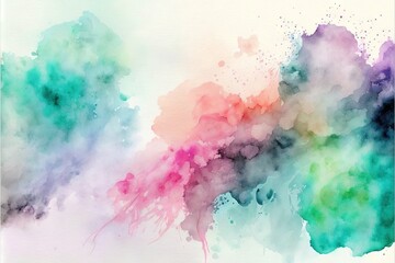 Fototapeta premium a painting of a multicolored cloud of smoke on a white background with a white frame around it and a white background with a black border around the edges and a white border. Generative AI