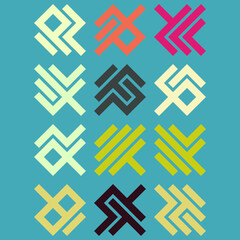 Obraz premium Asemic Glyph writing hieroglyph imitation abstract illustration