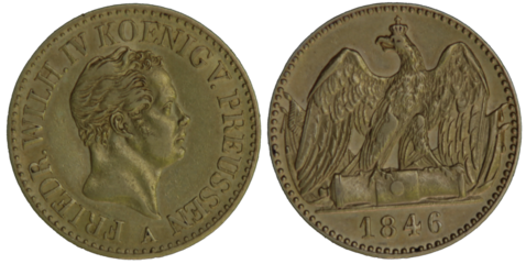 Münze - Brandenburg-Preussen, Königreich Preussen, Friedrich Wilhelm IV., Friedrichs d`or 1846, freigestellt, png