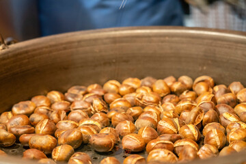 roasted chestnuts at Christmas market, Humboldt Forum, Berlin, Federal Republic of Germany