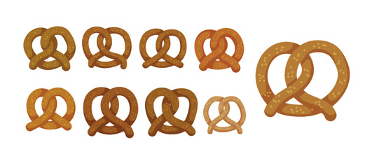 Pretzel fresh pastries. Rolled bread. German traditional bretzel or donut.