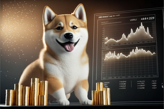 Happy Shiba Inu proud of his investments making him money. 