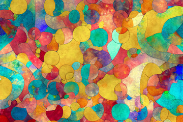 Fototapeta na wymiar Abstract colorful watercolor pattern with various circles. Generative AI.